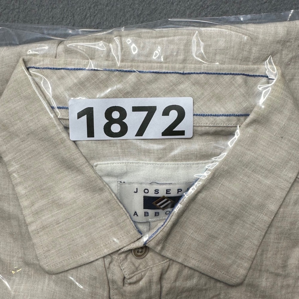 Joseph Abboud Button Down Shirt Mens XL Beige 100% Linen Long Sleeve Pocket - Picture 10 of 10